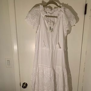 COPY - White eyelet midi dress - L